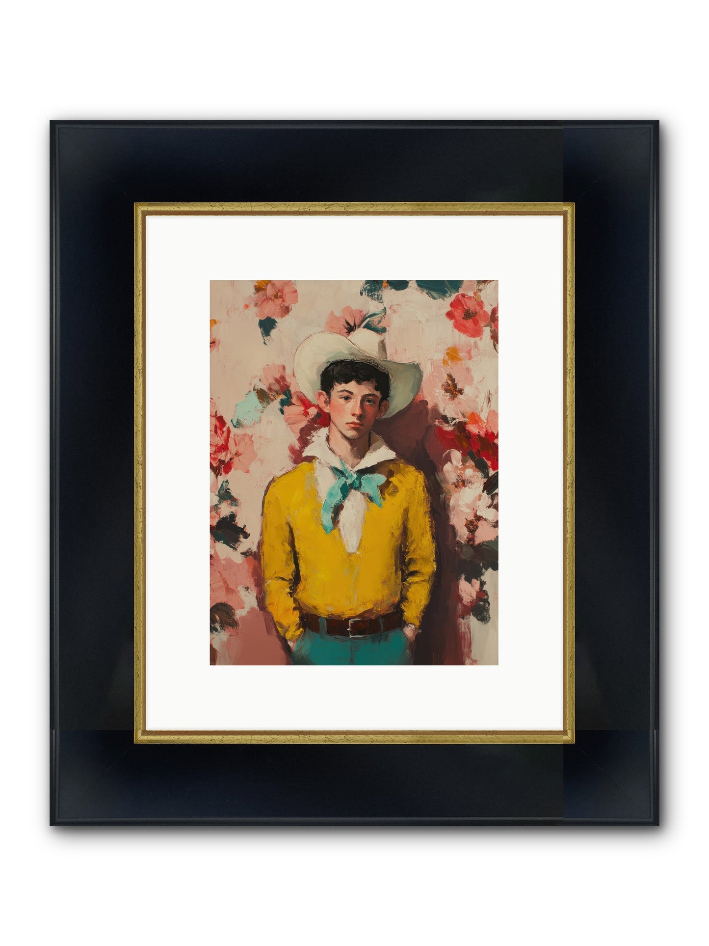 Dashing Vaquero Framed Print - Wide Black w/Gold 9x12