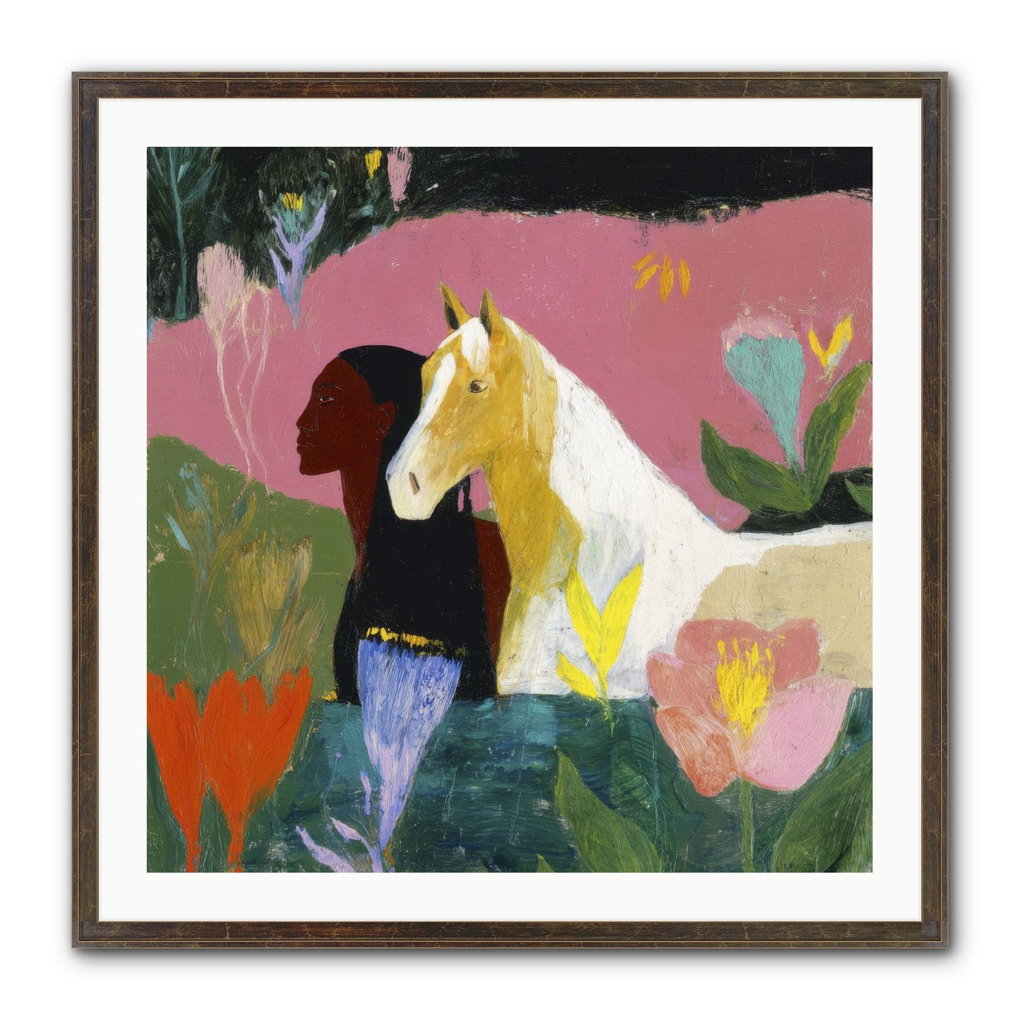 Daybreak In Blush & Gold Framed Print - Slimwoods Black/Gold 30x30