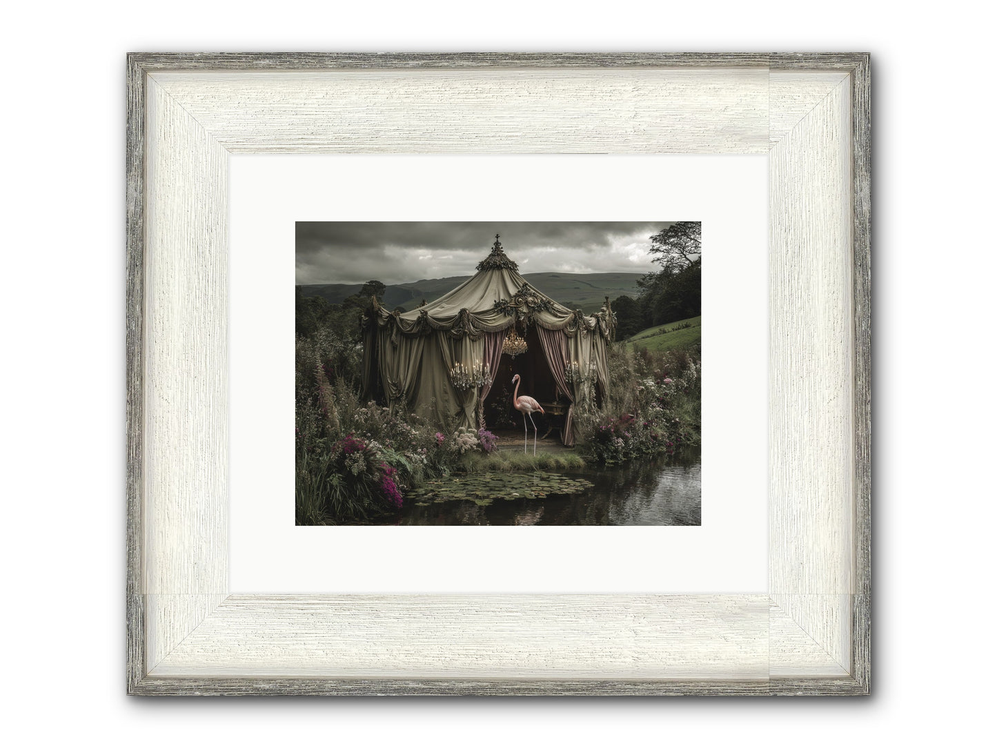 Days Measured In Petals Framed Print - Driftwood White 12x9