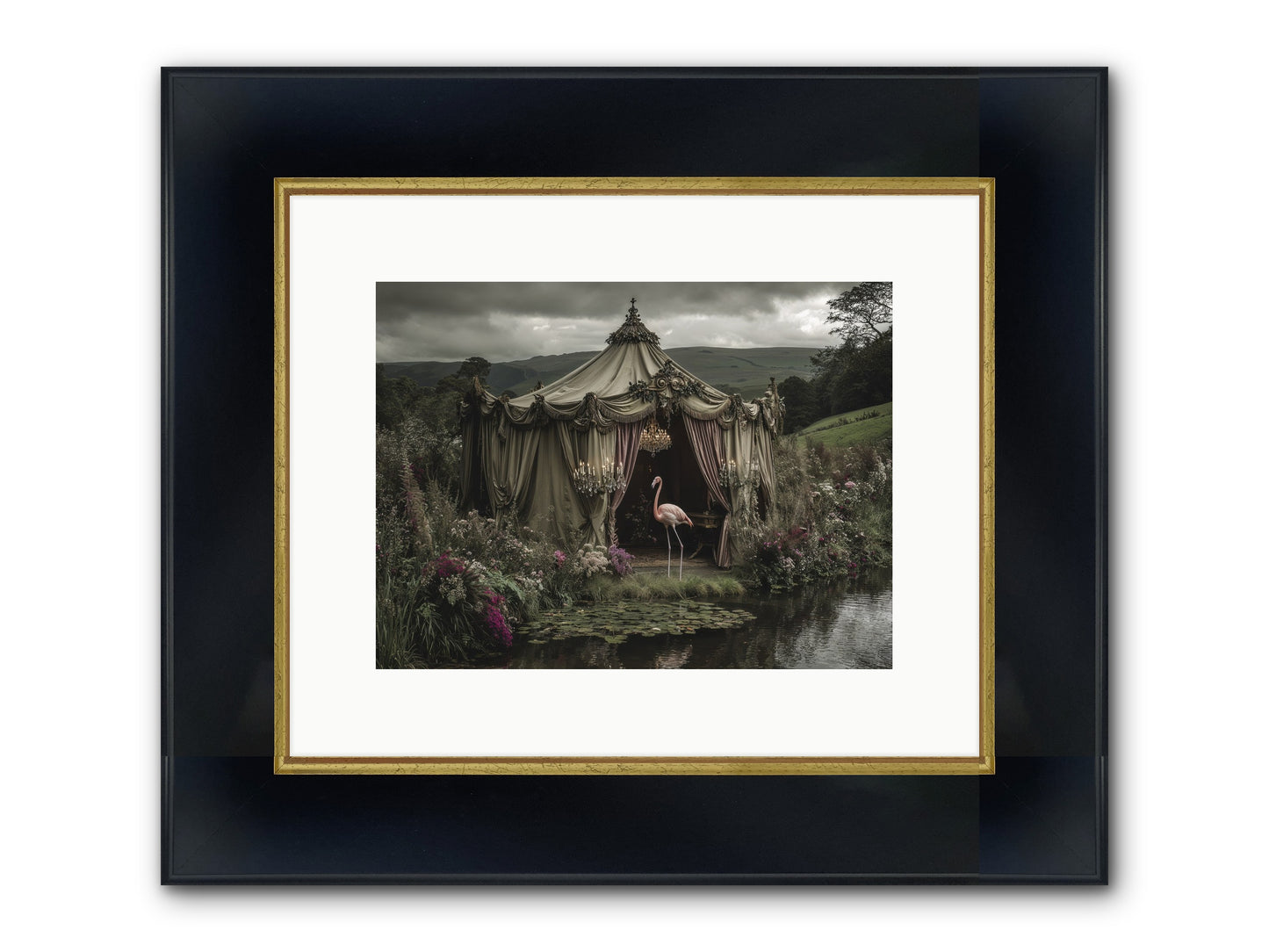 Days Measured In Petals Framed Print - Wide Black w/Gold 12x9