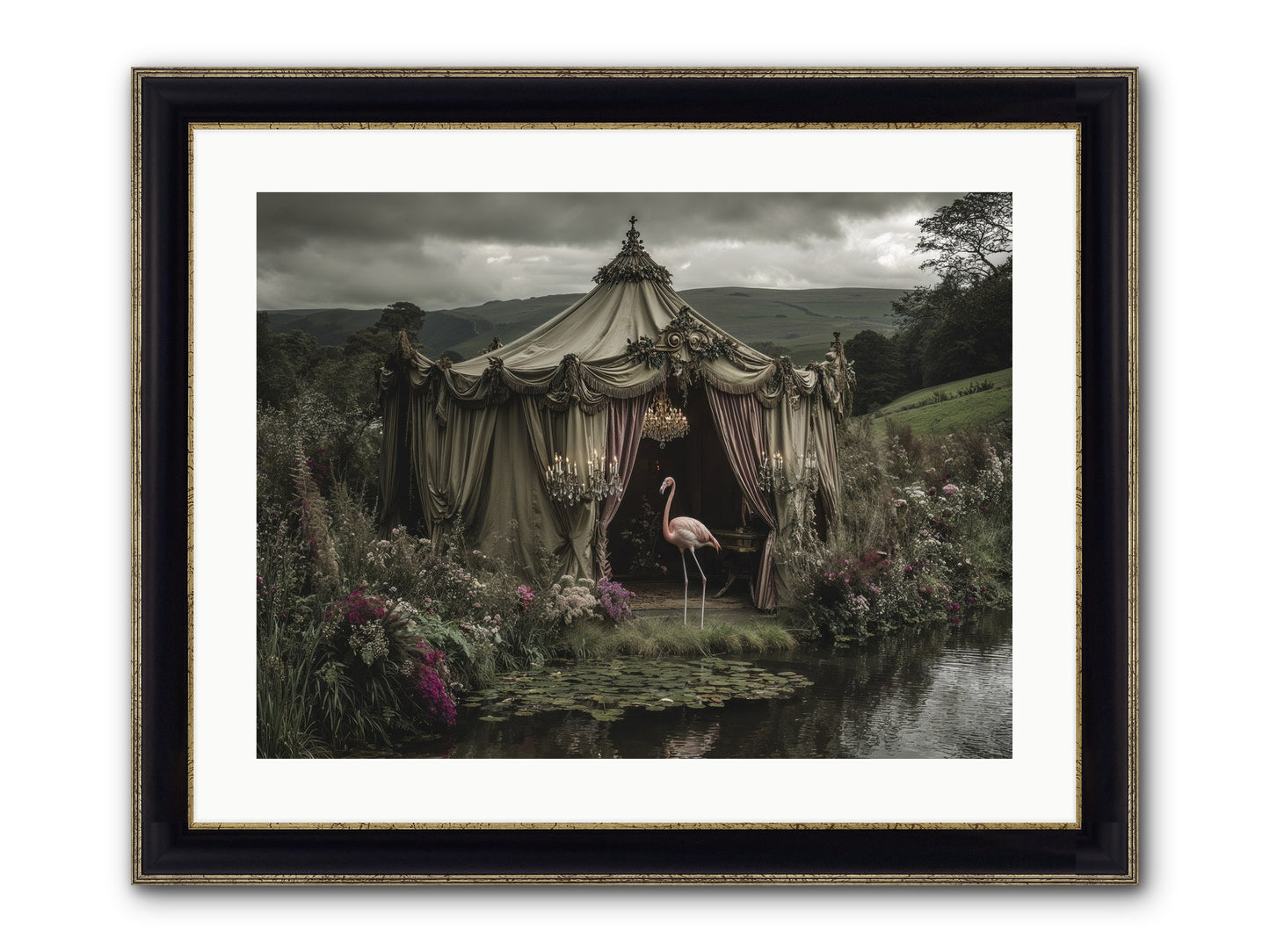 Days Measured In Petals Framed Print - Black & Gold 24x18