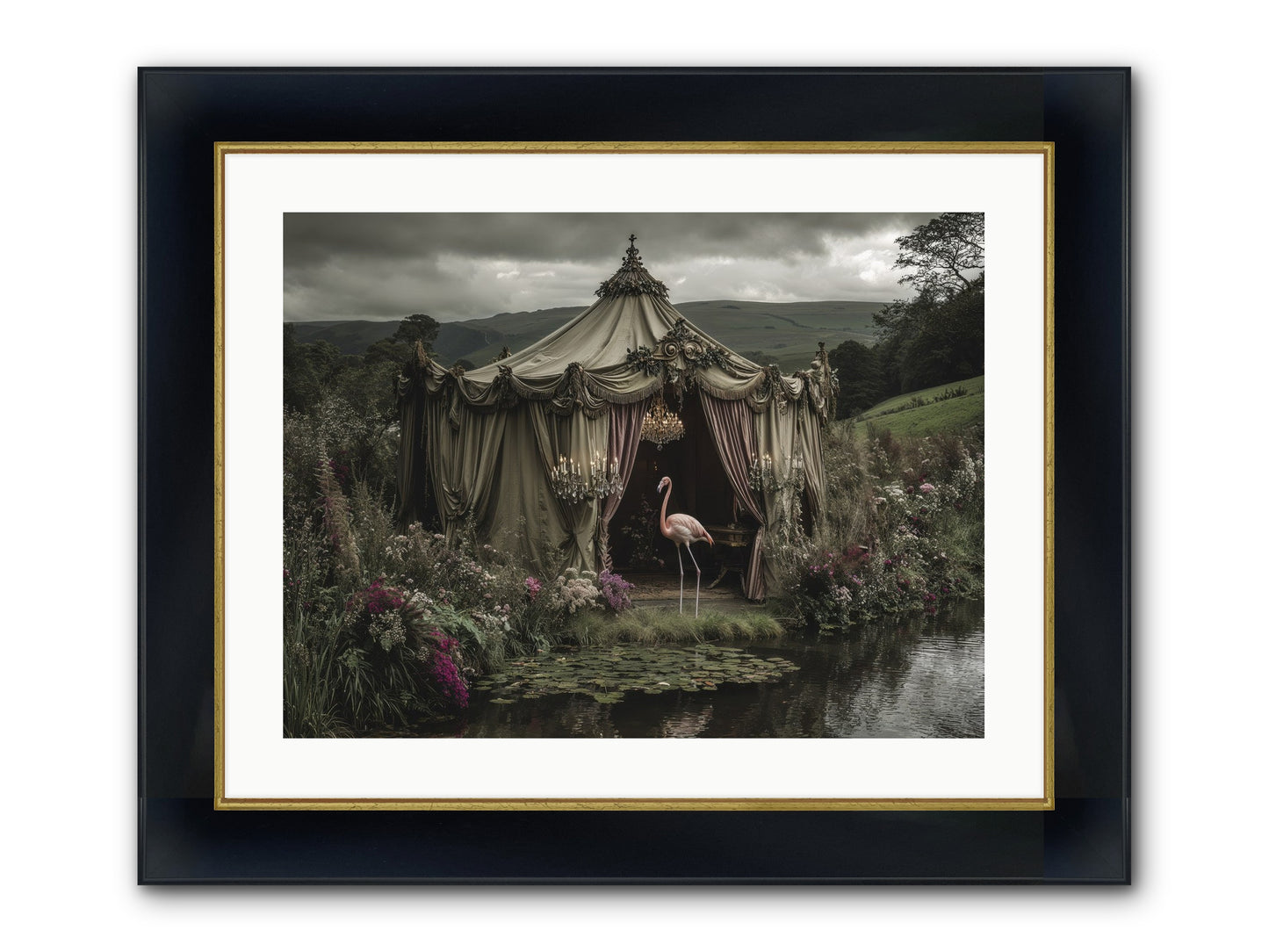 Days Measured In Petals Framed Print - Wide Black w/Gold 24x18