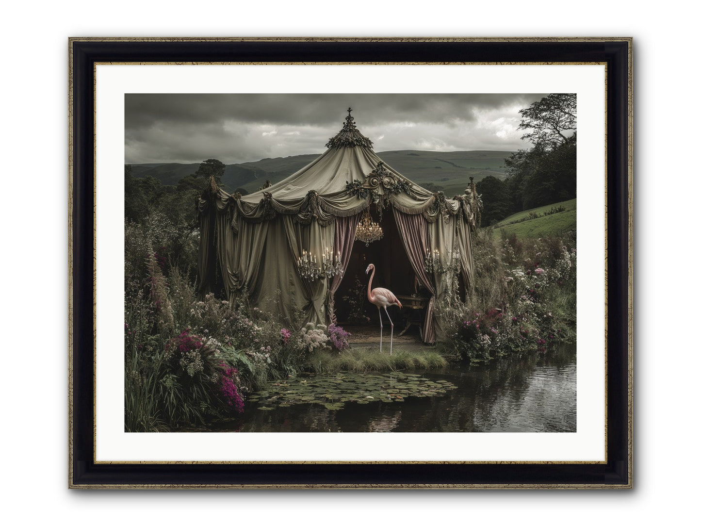 Days Measured In Petals Framed Print - Black & Gold 32x24
