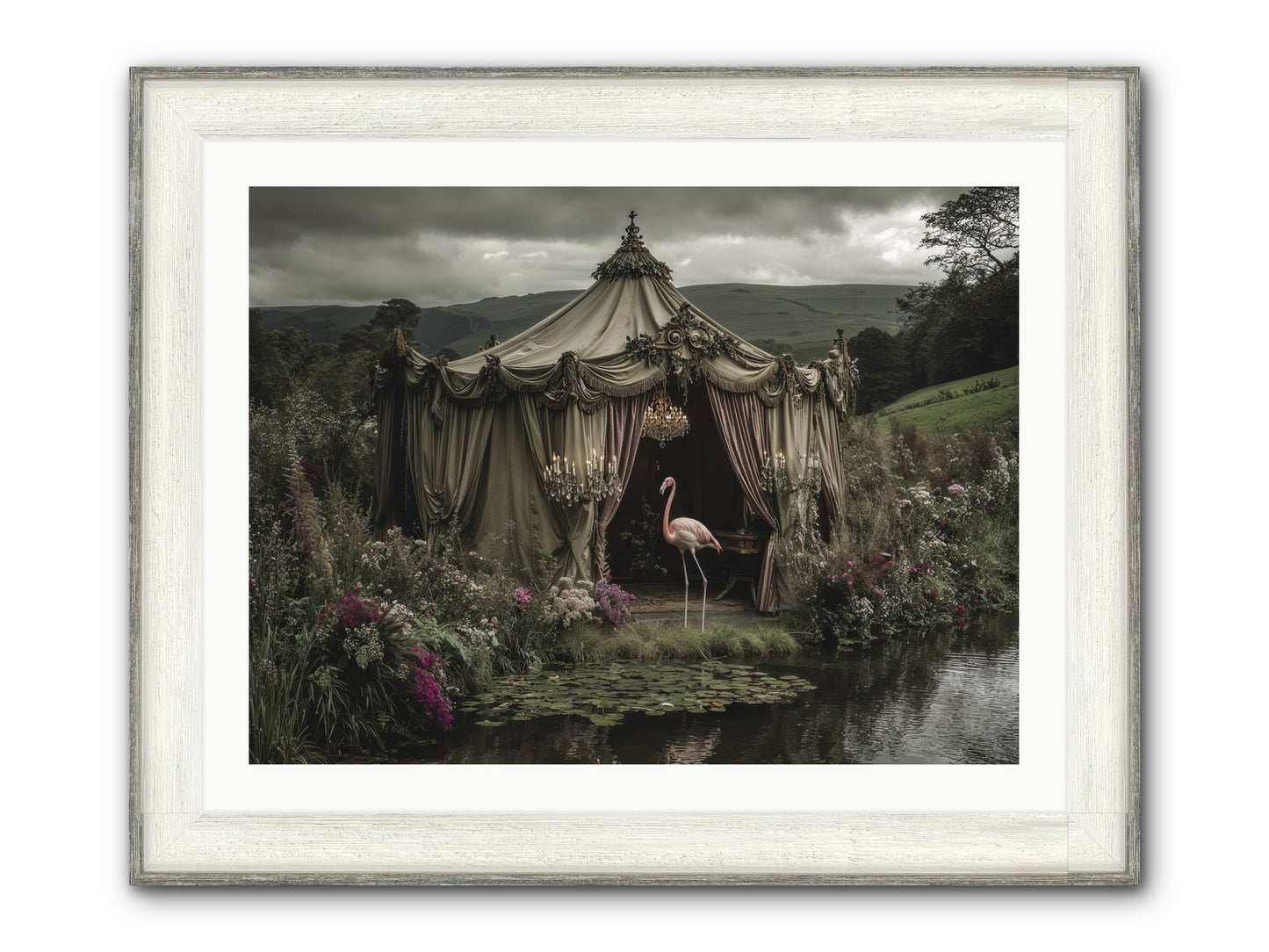 Days Measured In Petals Framed Print - Driftwood White 32x24