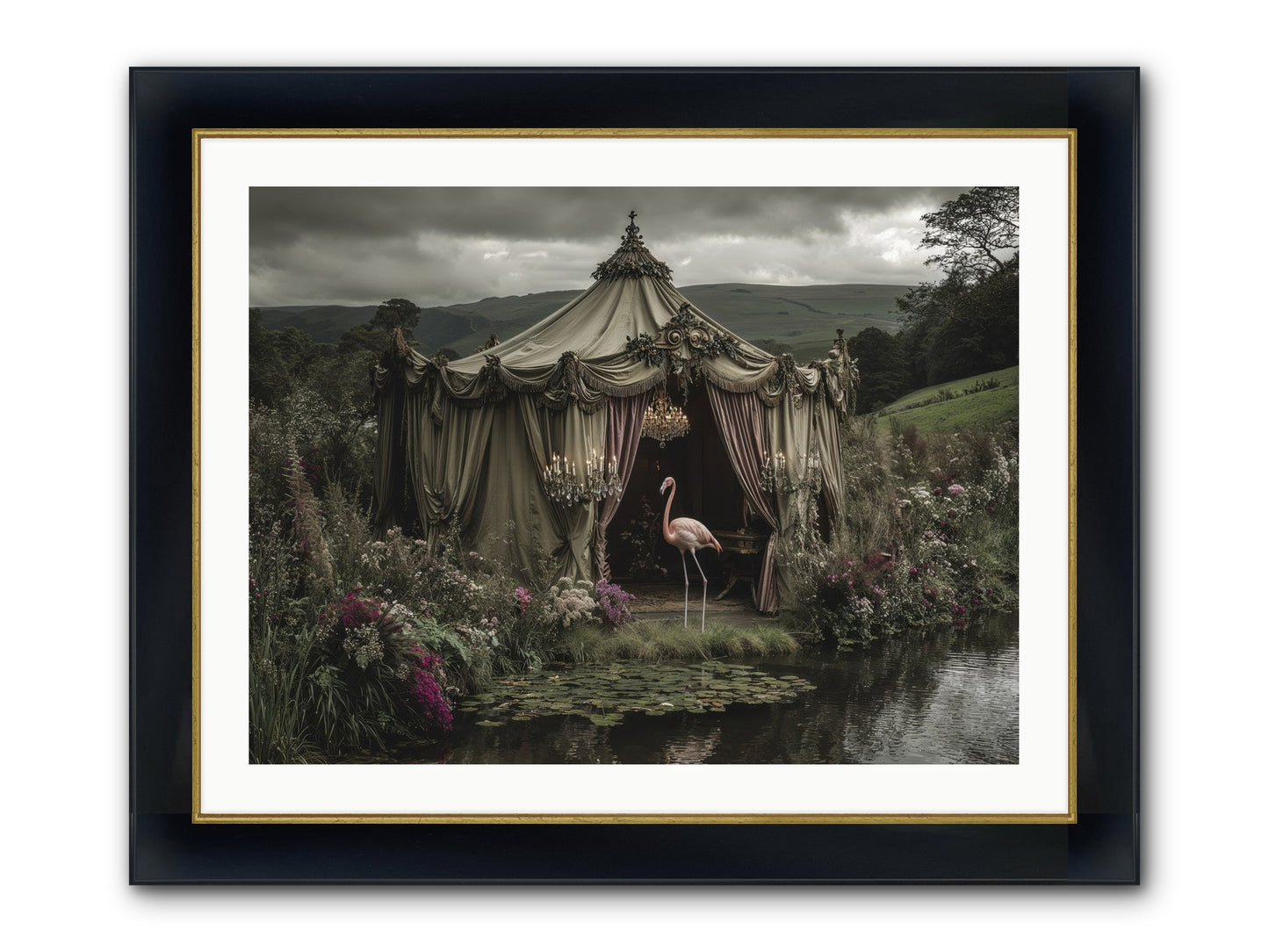 Days Measured In Petals Framed Print - Wide Black w/Gold 32x24