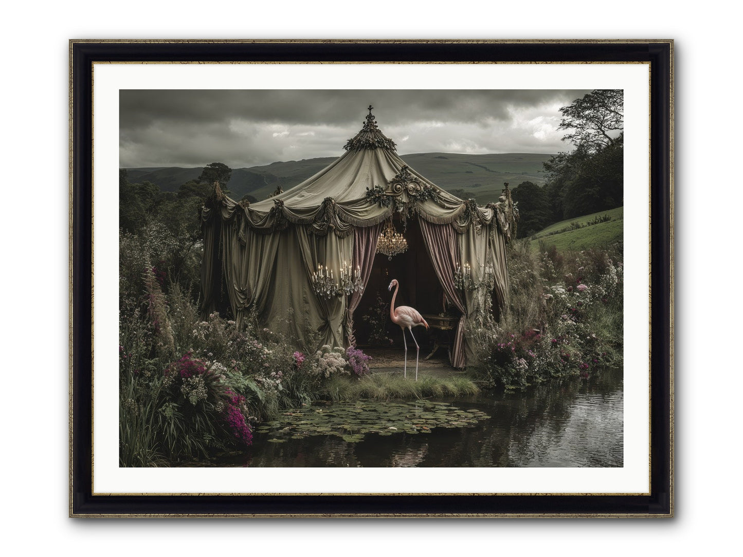 Days Measured In Petals Framed Print - Black & Gold 40x30