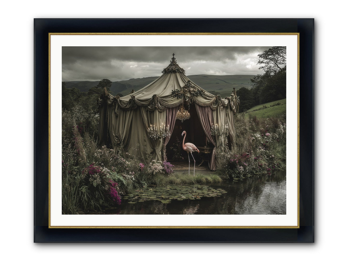 Days Measured In Petals Framed Print - Wide Black w/Gold 40x30