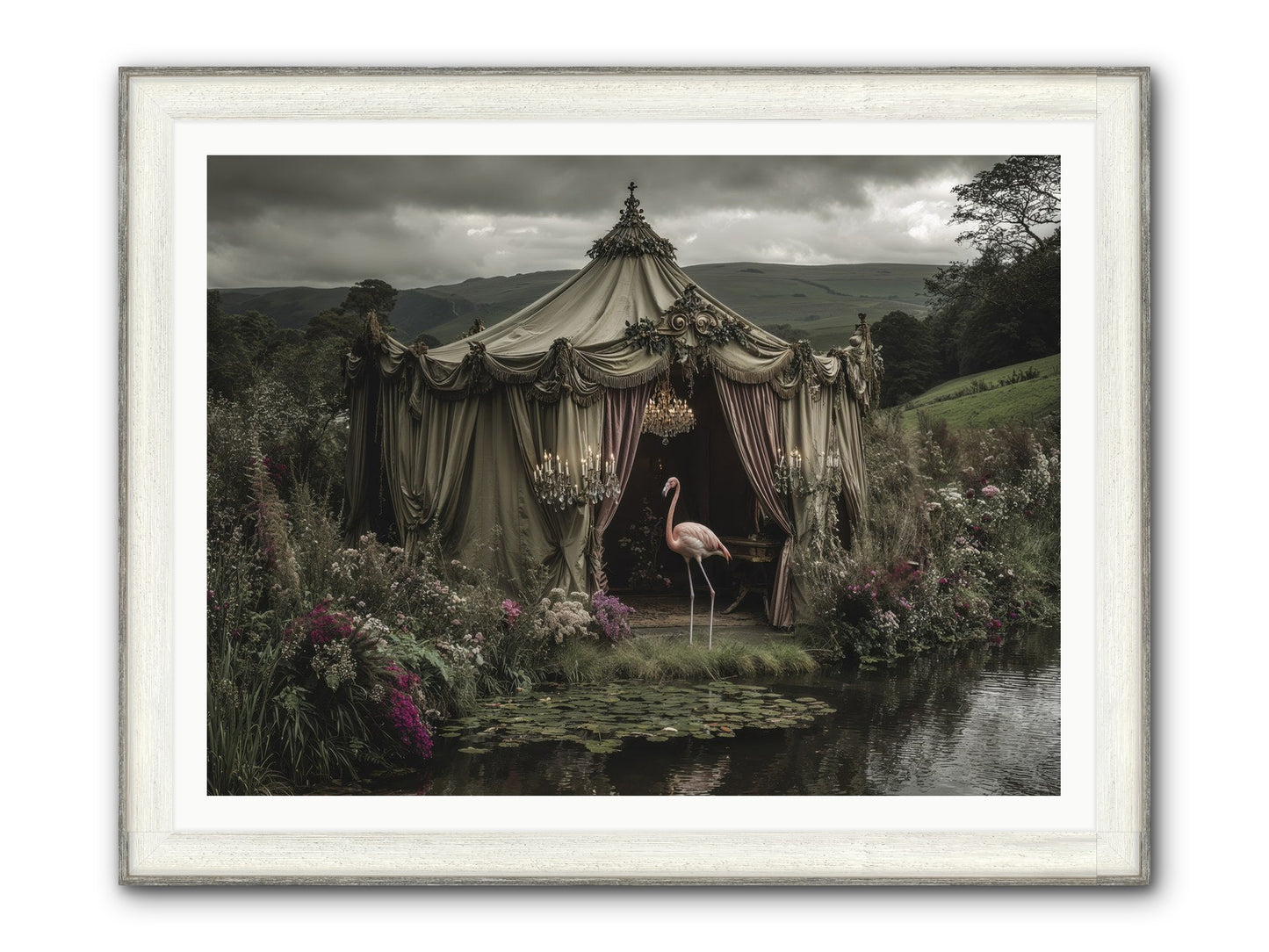 Days Measured In Petals Framed Print - Driftwood White 48x36