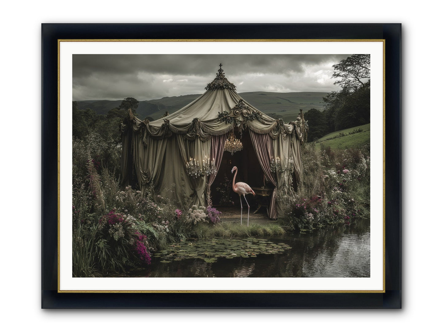 Days Measured In Petals Framed Print - Wide Black w/Gold 48x36