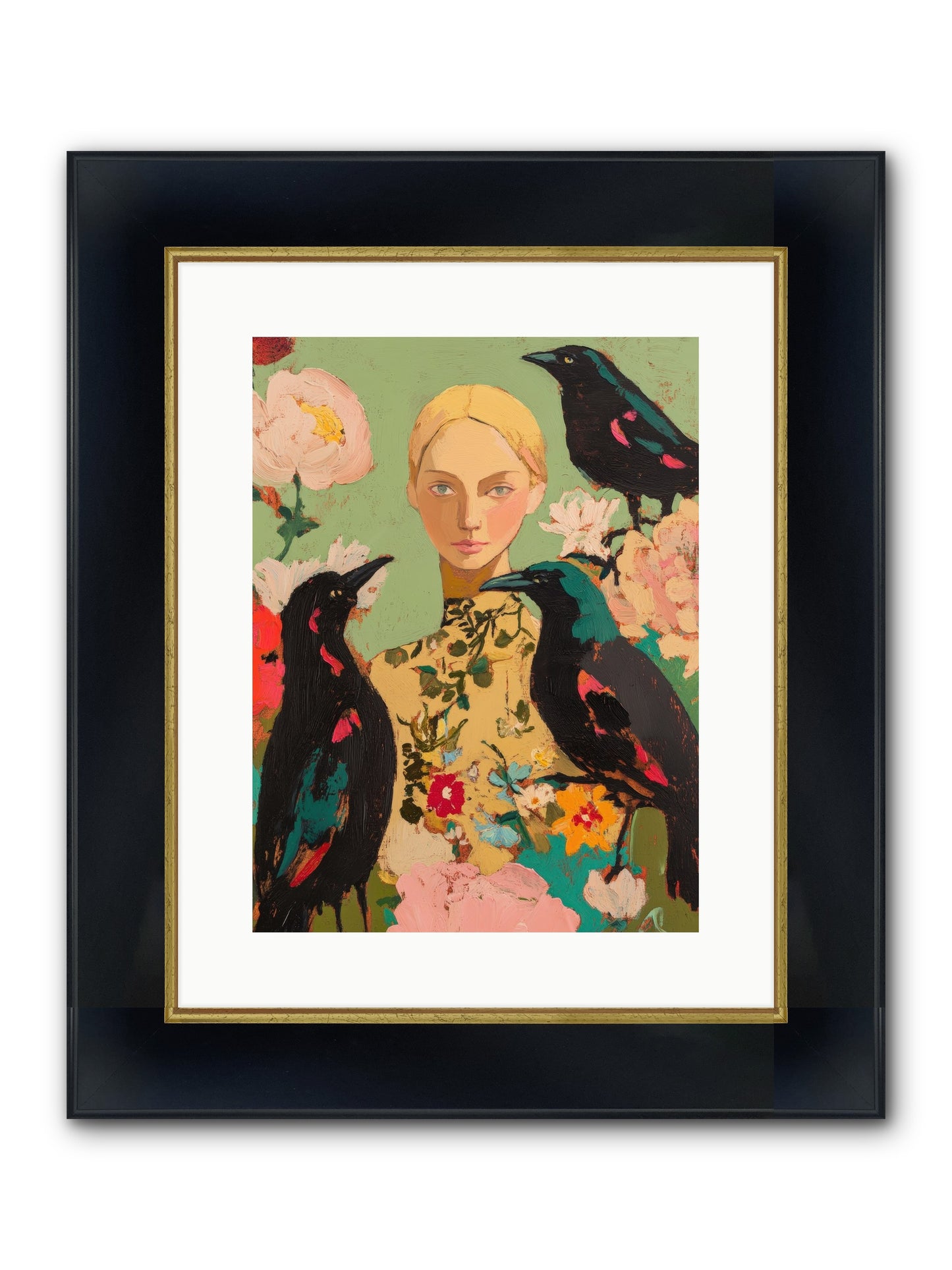 Dazzle Charade Framed Print - Wide Black w/Gold 12x16