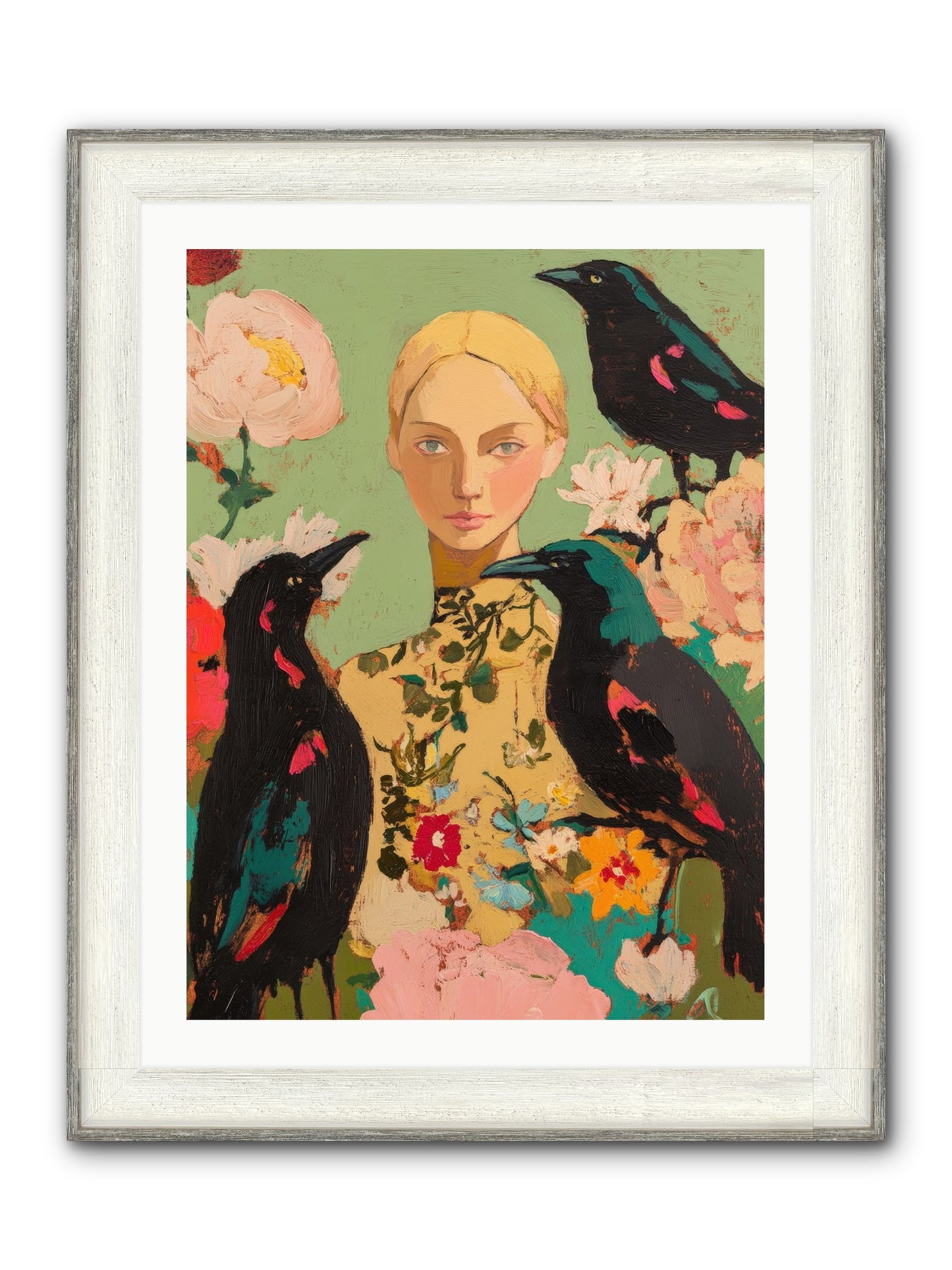 Dazzle Charade Framed Print - Driftwood White 24x32