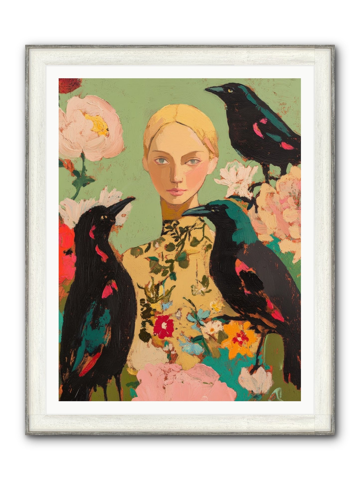 Dazzle Charade Framed Print - Driftwood White 36x48