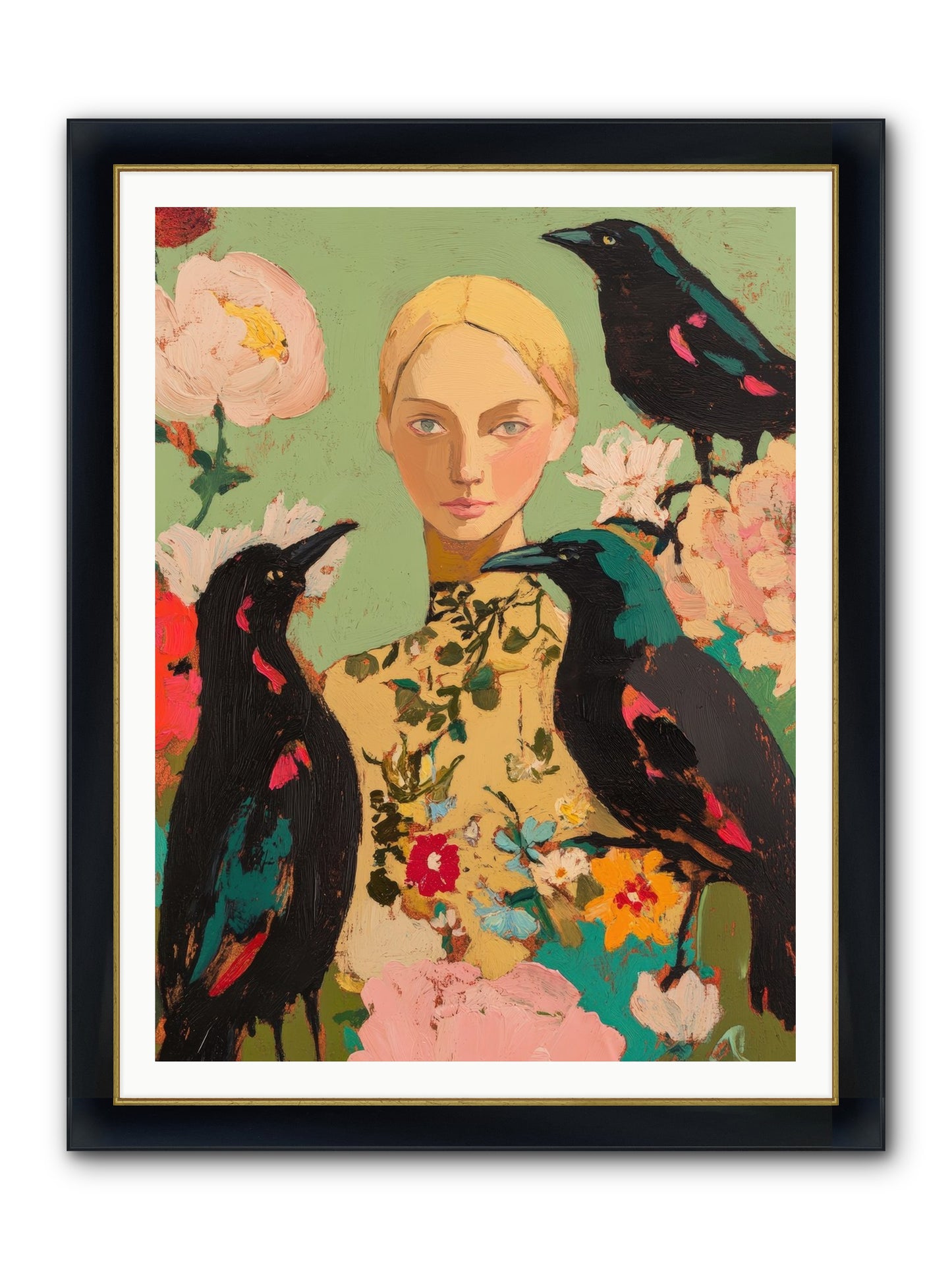 Dazzle Charade Framed Print - Wide Black w/Gold 36x48