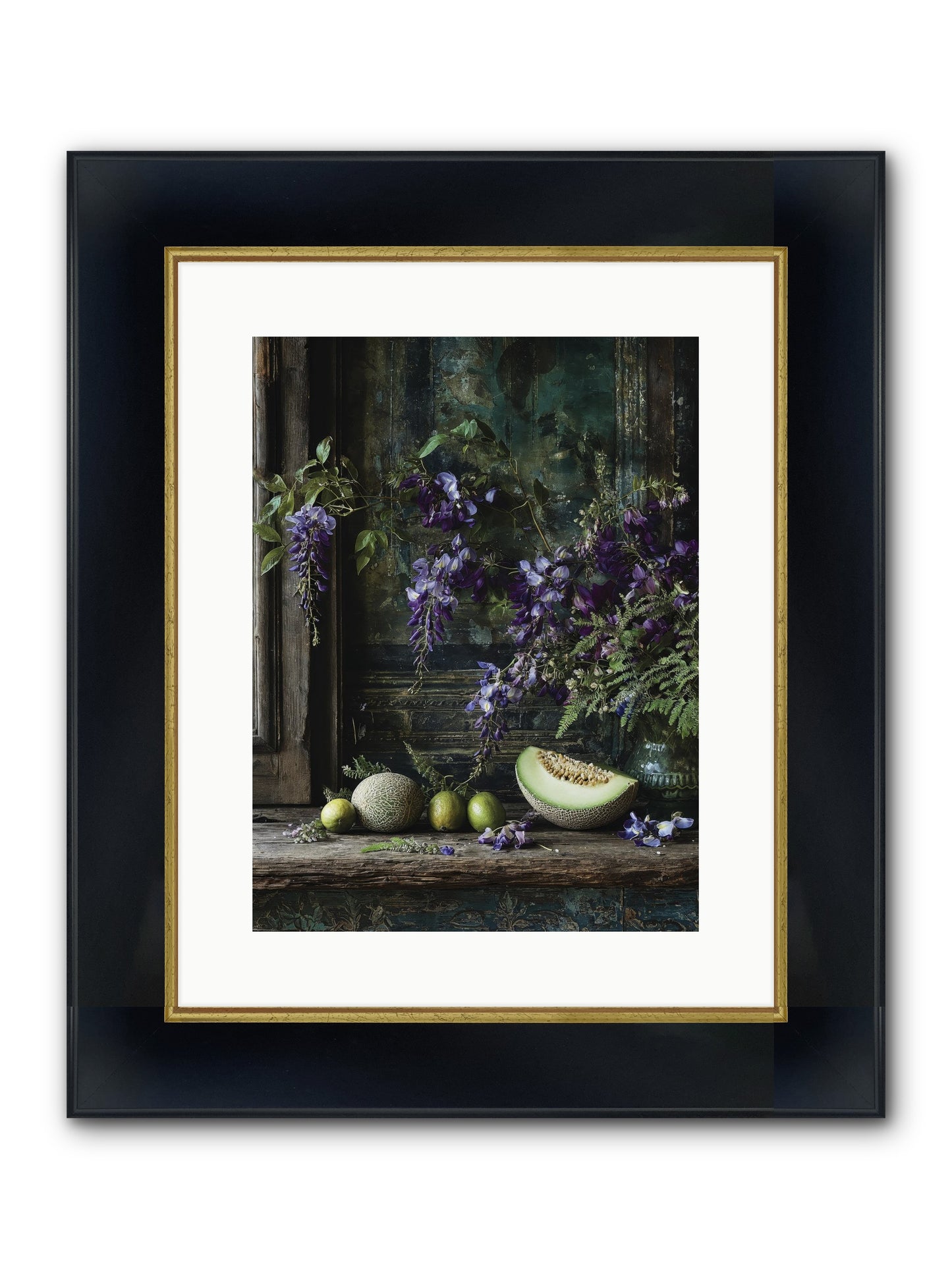 Deauville Framed Print - Wide Black w/Gold 12x16