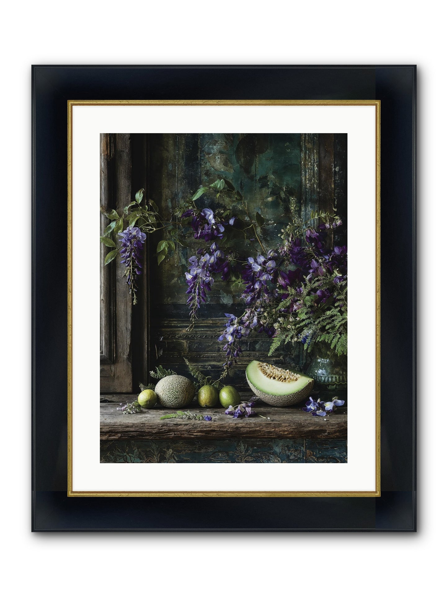 Deauville Framed Print - Wide Black w/Gold 18x24