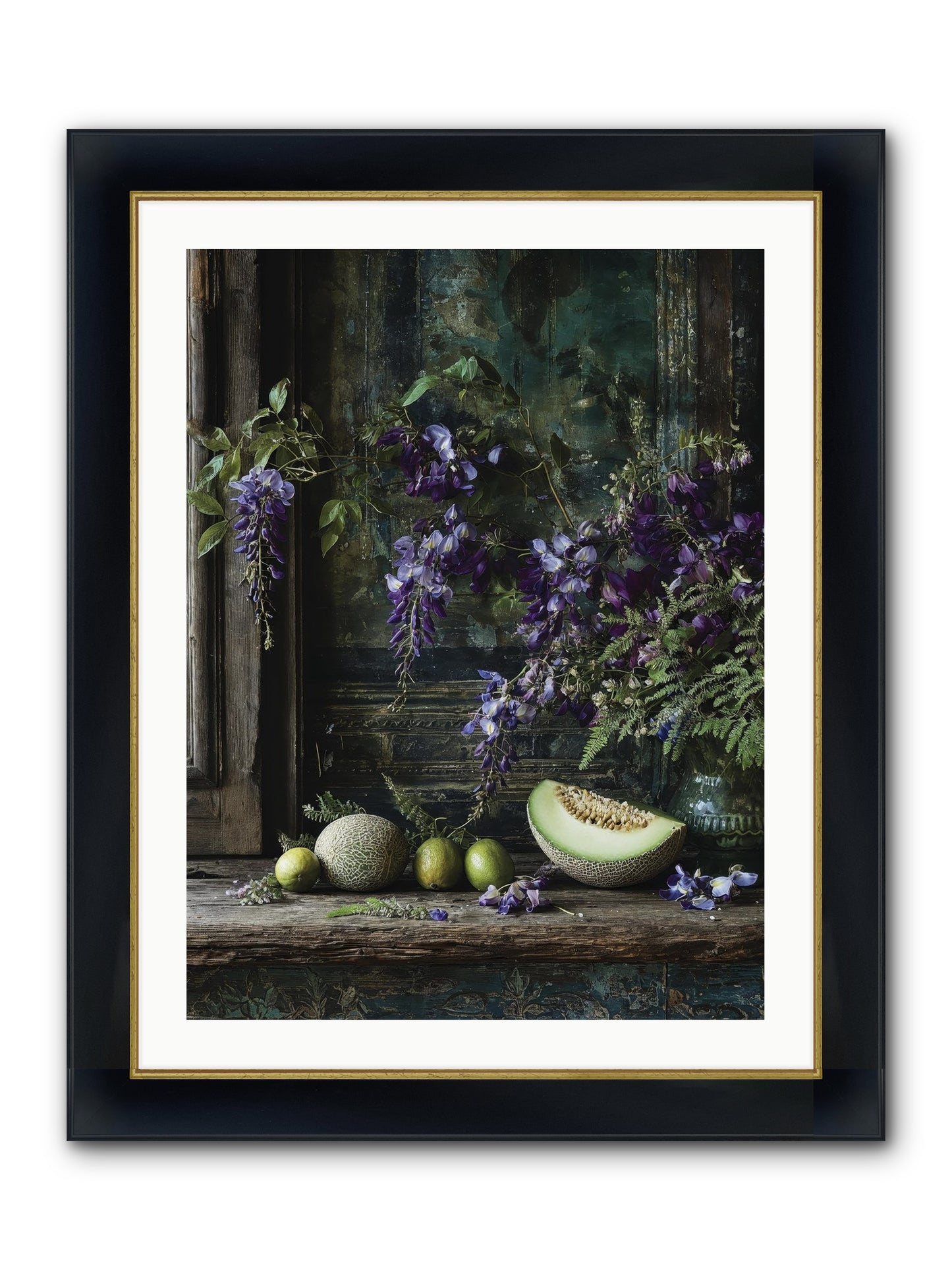 Deauville Framed Print - Wide Black w/Gold 24x32