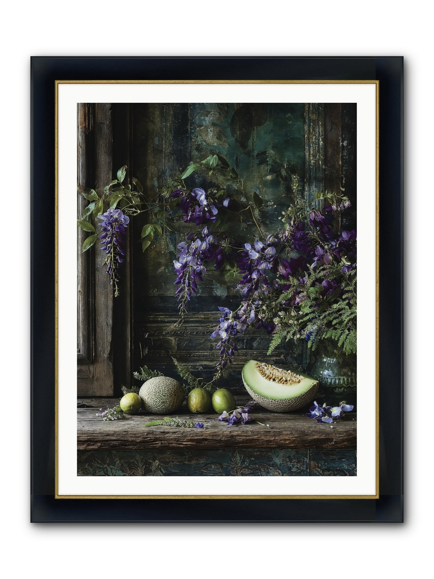 Deauville Framed Print - Wide Black w/Gold 30x40