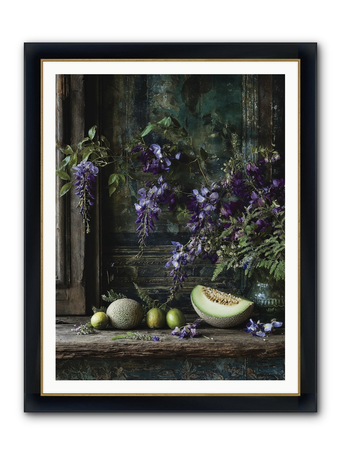 Deauville Framed Print - Wide Black w/Gold 36x48