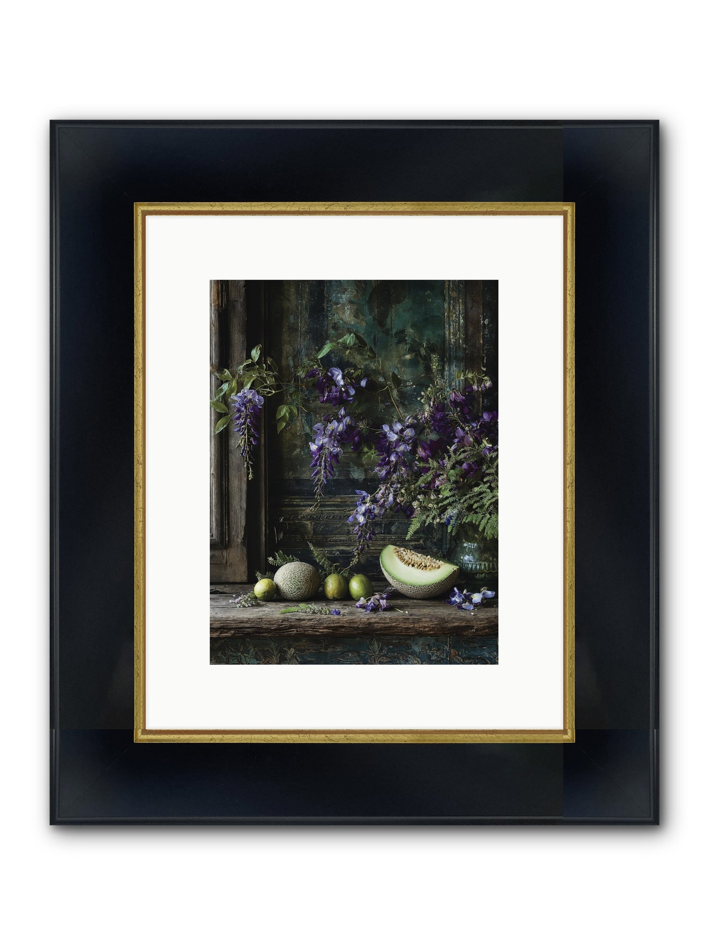 Deauville Framed Print - Wide Black w/Gold 9x12