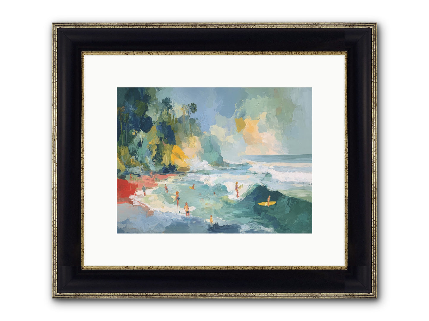 Deep Blue Beckoning Framed Print - Black & Gold 12x9