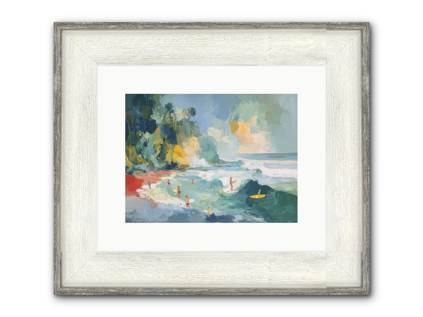 Deep Blue Beckoning Framed Print - Driftwood White 12x9
