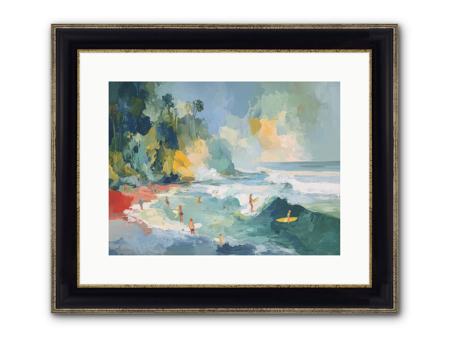 Deep Blue Beckoning Framed Print - Black & Gold 16x12