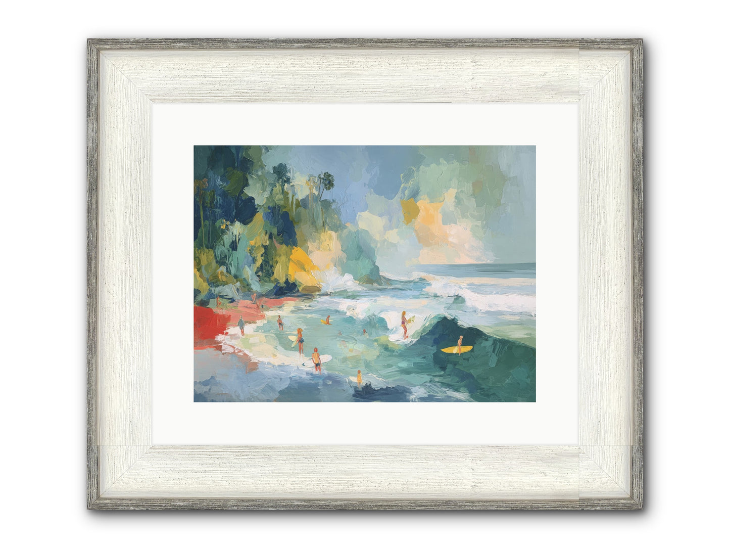 Deep Blue Beckoning Framed Print - Driftwood White 16x12