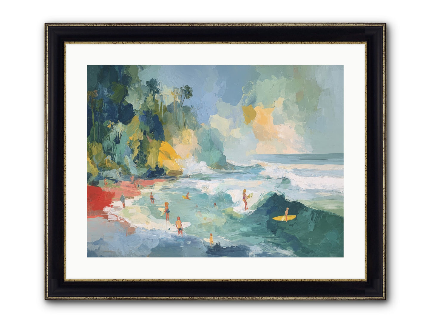 Deep Blue Beckoning Framed Print - Black & Gold 24x18