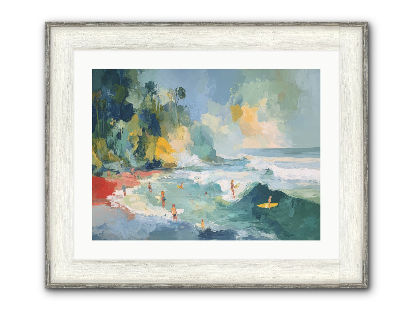 Deep Blue Beckoning Framed Print - Driftwood White 24x18