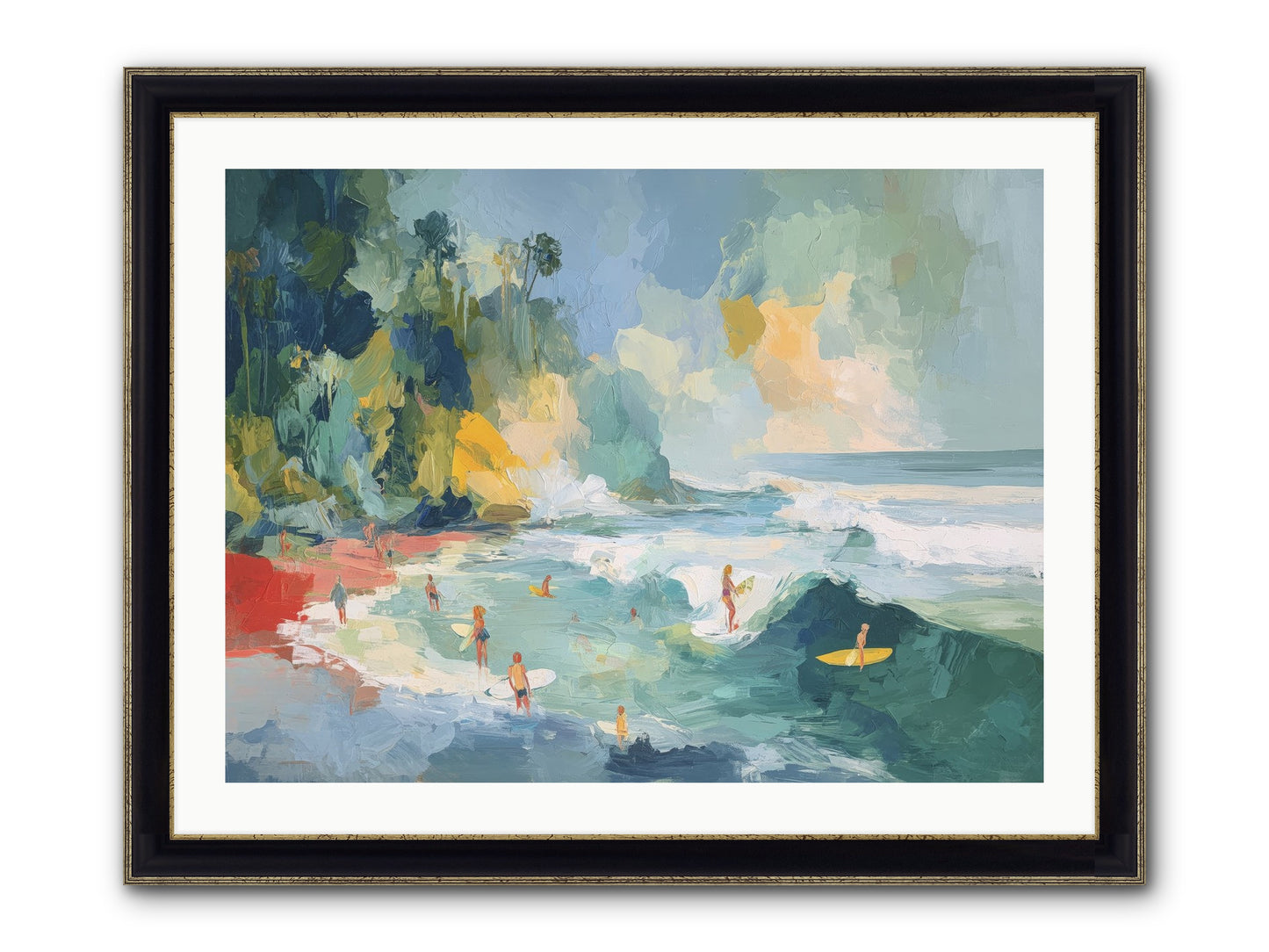 Deep Blue Beckoning Framed Print - Black & Gold 32x24