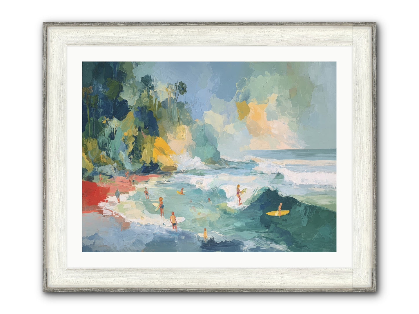 Deep Blue Beckoning Framed Print - Driftwood White 32x24