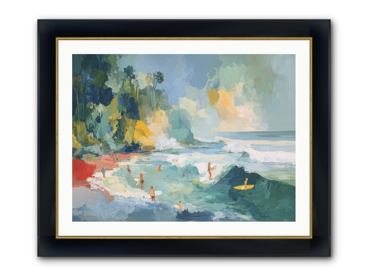 Deep Blue Beckoning Framed Print - Wide Black w/Gold 32x24
