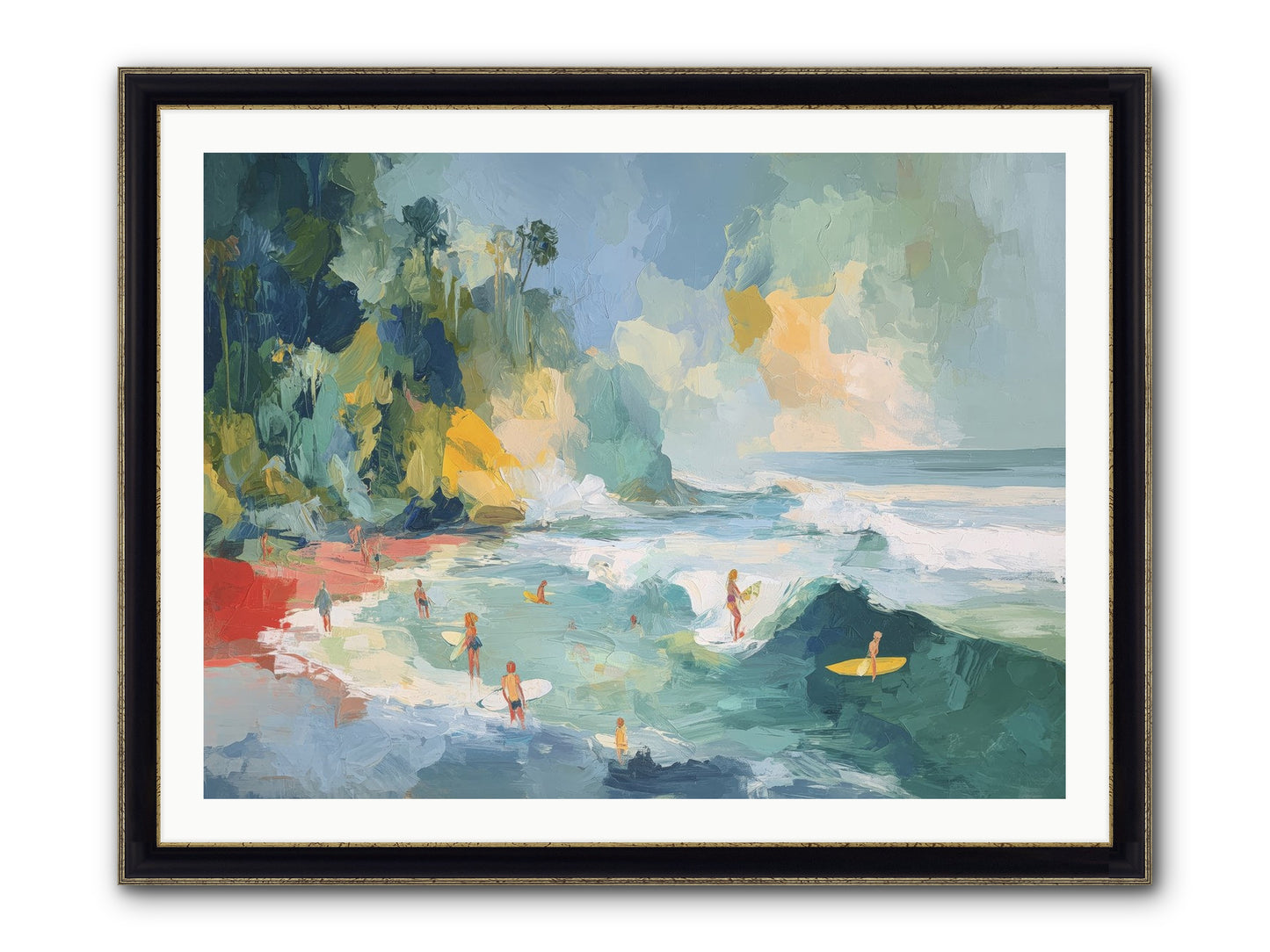 Deep Blue Beckoning Framed Print - Black & Gold 40x30