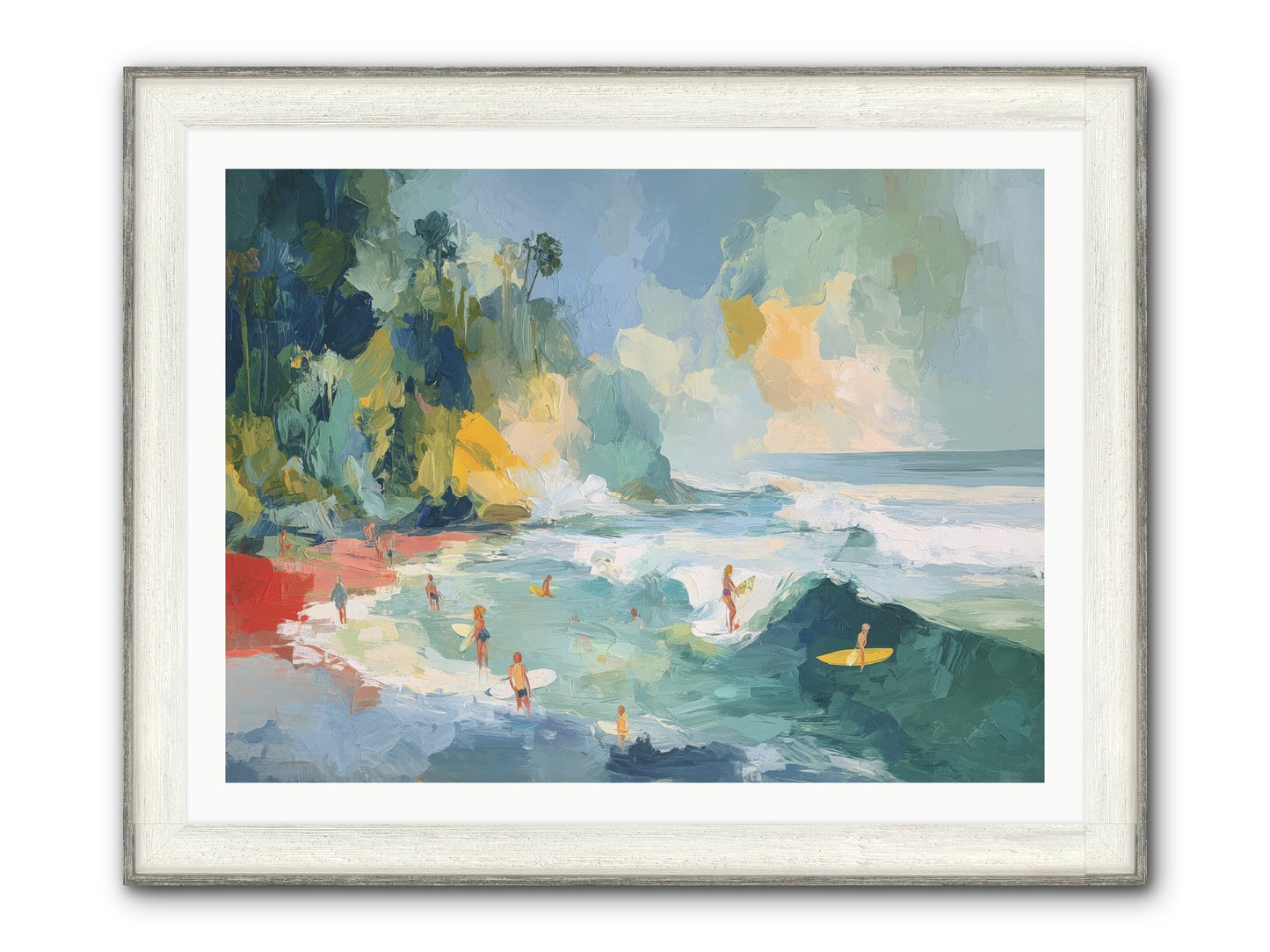 Deep Blue Beckoning Framed Print - Driftwood White 40x30