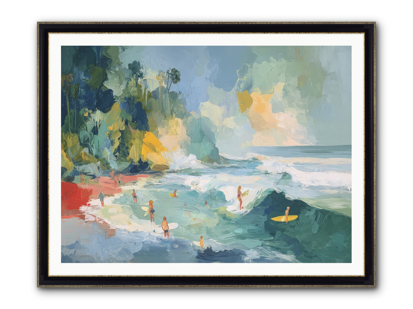 Deep Blue Beckoning Framed Print - Black & Gold 48x36