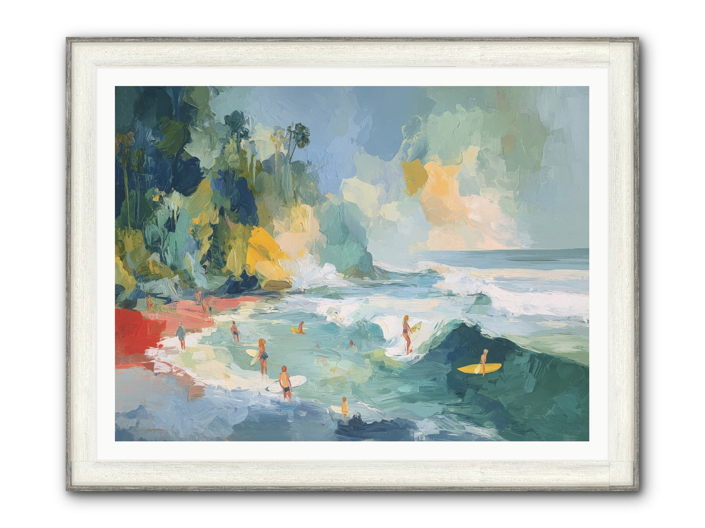 Deep Blue Beckoning Framed Print - Driftwood White 48x36