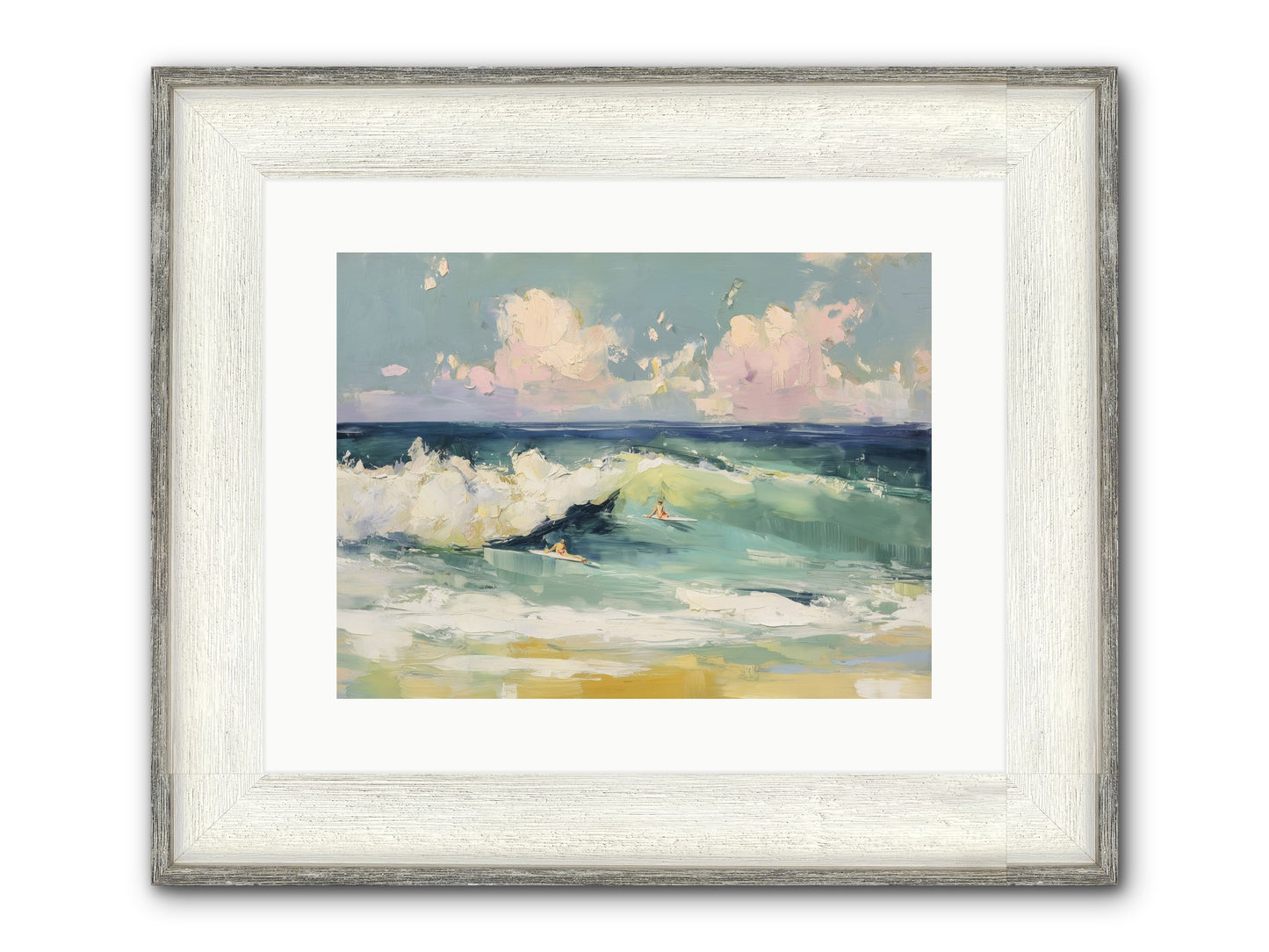 Deep Blue Calling Framed Print - Driftwood White 16x12