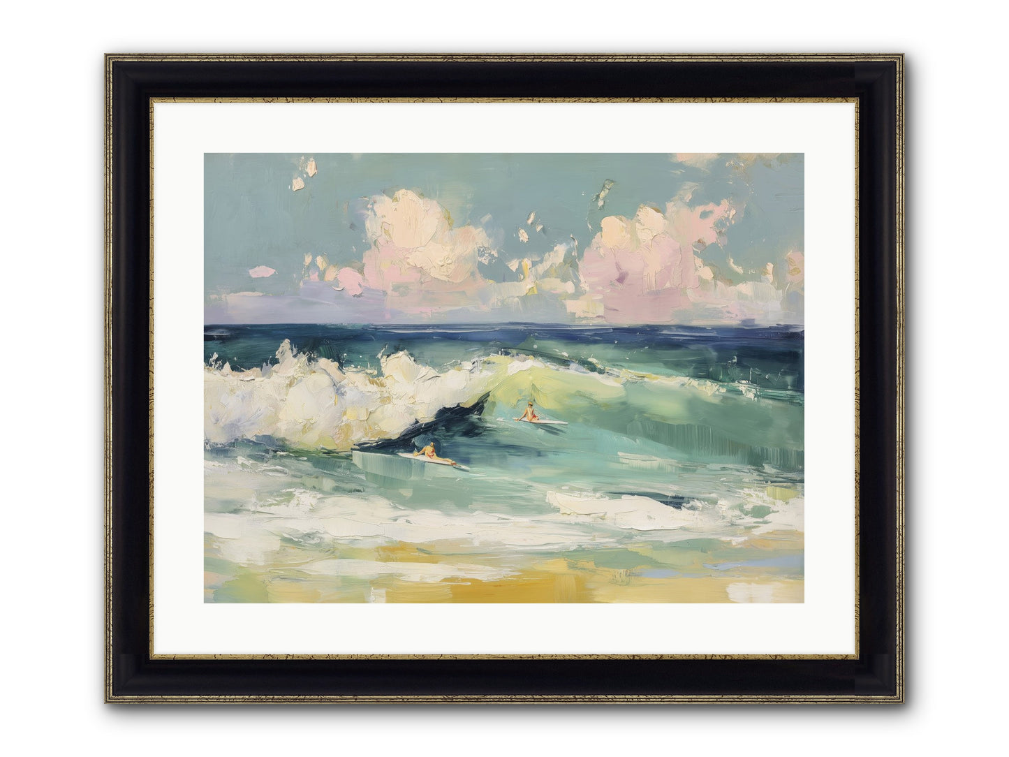 Deep Blue Calling Framed Print - Black & Gold 24x18
