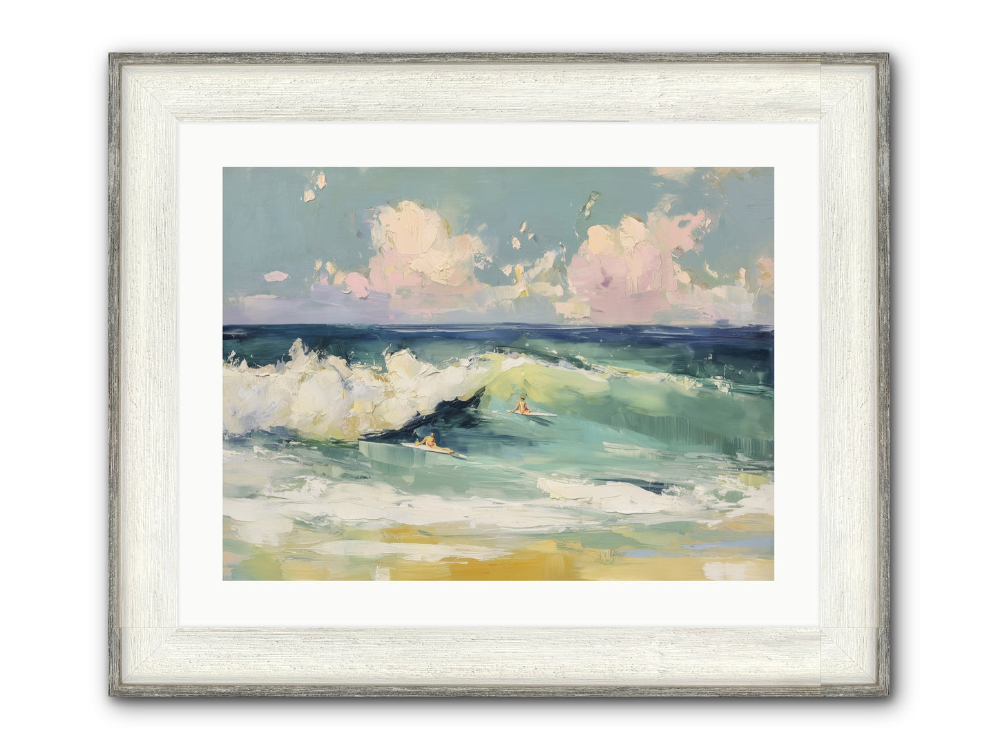 Deep Blue Calling Framed Print - Driftwood White 24x18