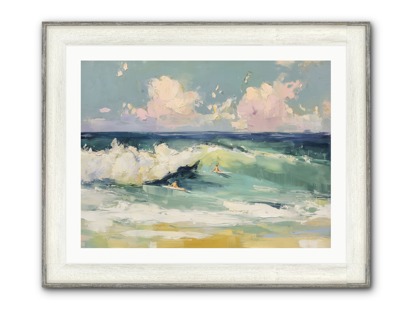 Deep Blue Calling Framed Print - Driftwood White 32x24