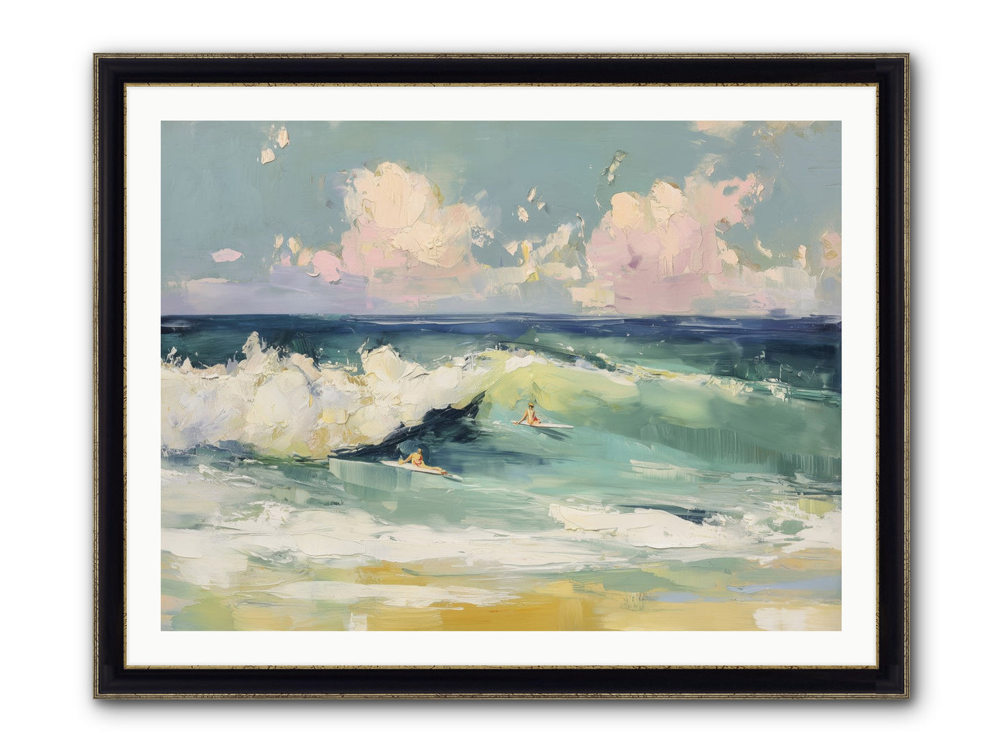 Deep Blue Calling Framed Print - Black & Gold 40x30