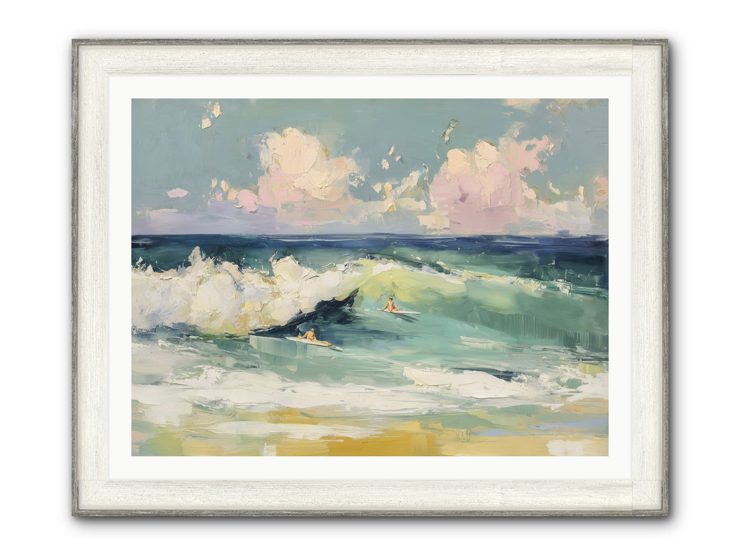 Deep Blue Calling Framed Print - Driftwood White 40x30