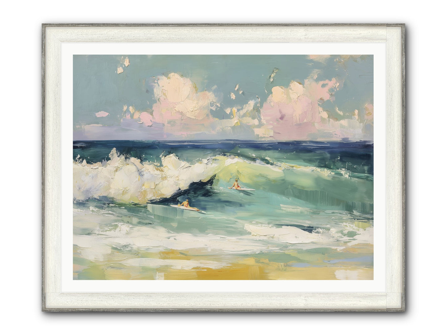 Deep Blue Calling Framed Print - Driftwood White 48x36