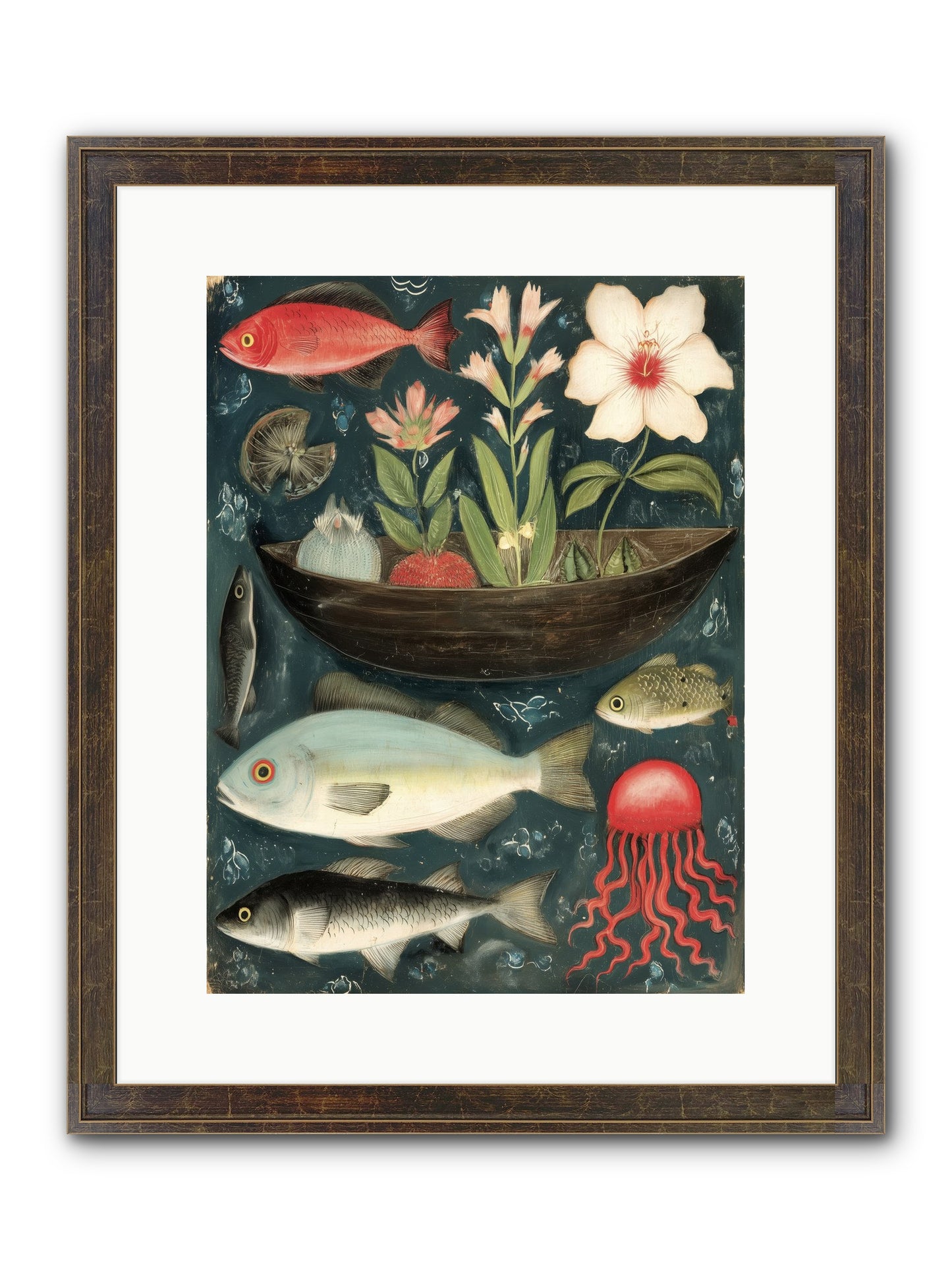 Deep Blue Diary Framed Print - Slimwoods Black/Gold 12x16