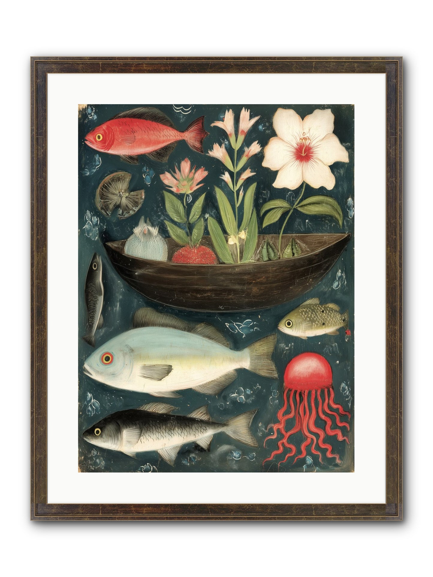 Deep Blue Diary Framed Print - Slimwoods Black/Gold 18x24