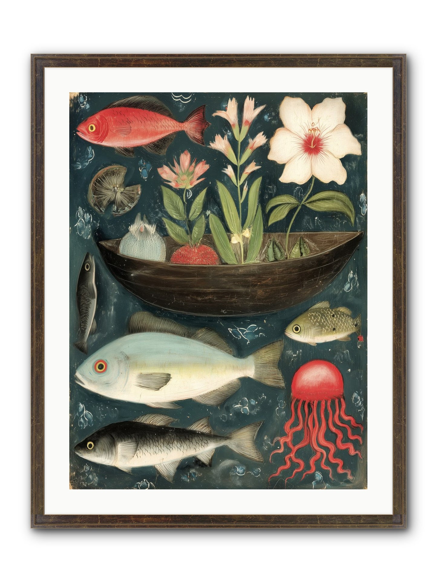 Deep Blue Diary Framed Print - Slimwoods Black/Gold 24x32