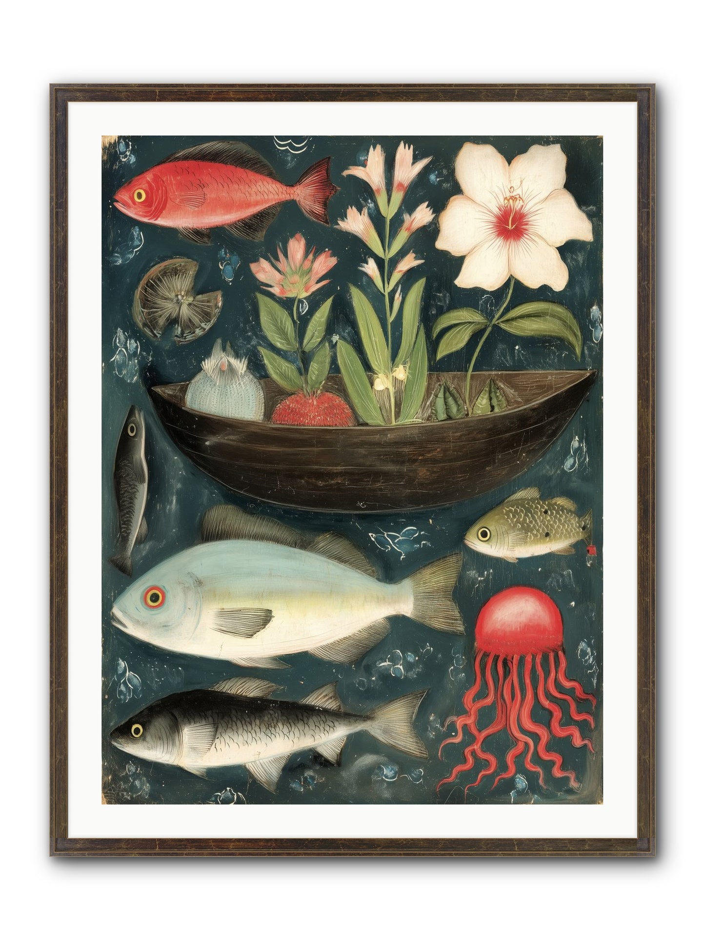 Deep Blue Diary Framed Print - Slimwoods Black/Gold 30x40