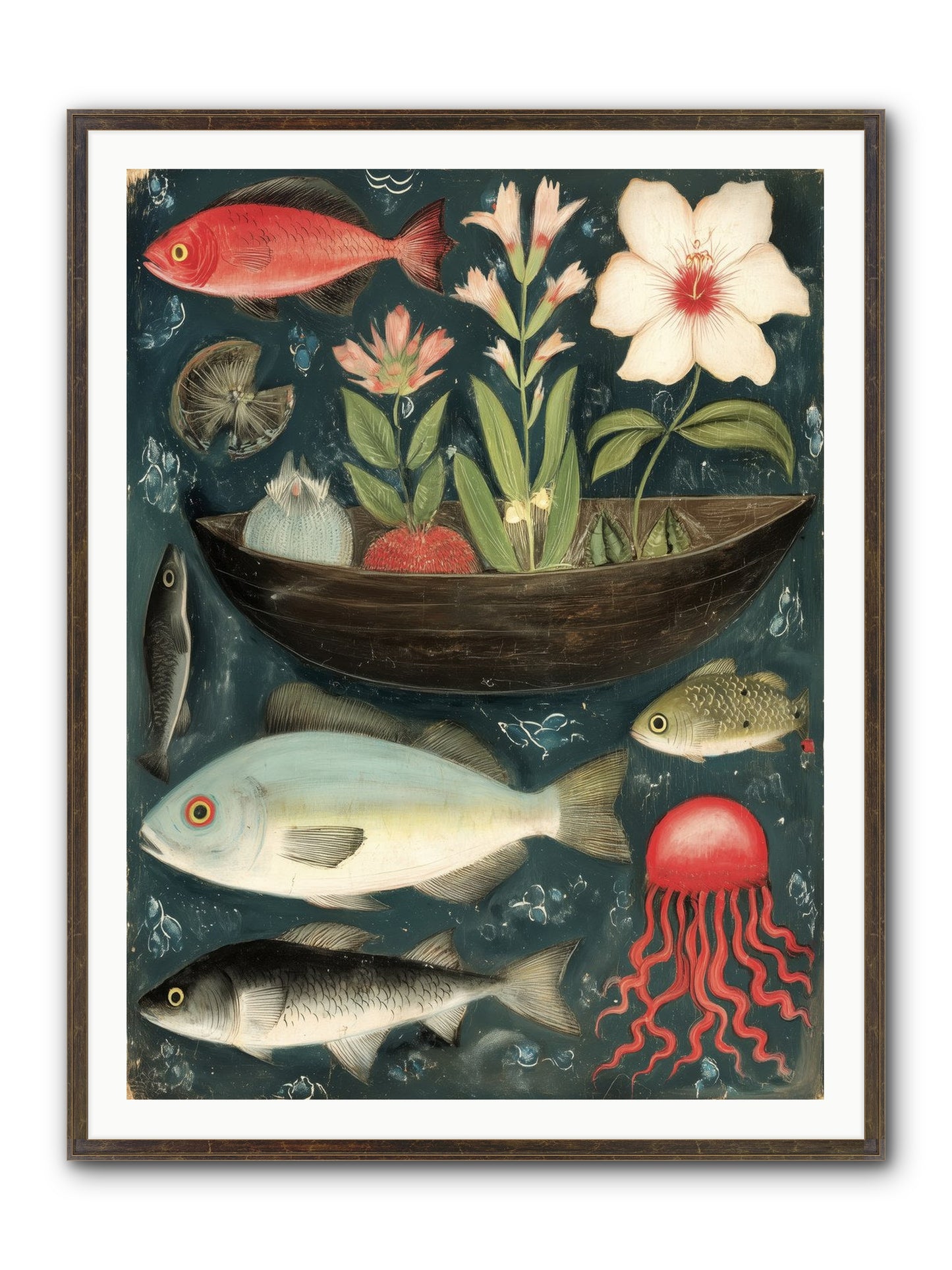 Deep Blue Diary Framed Print - Slimwoods Black/Gold 36x48