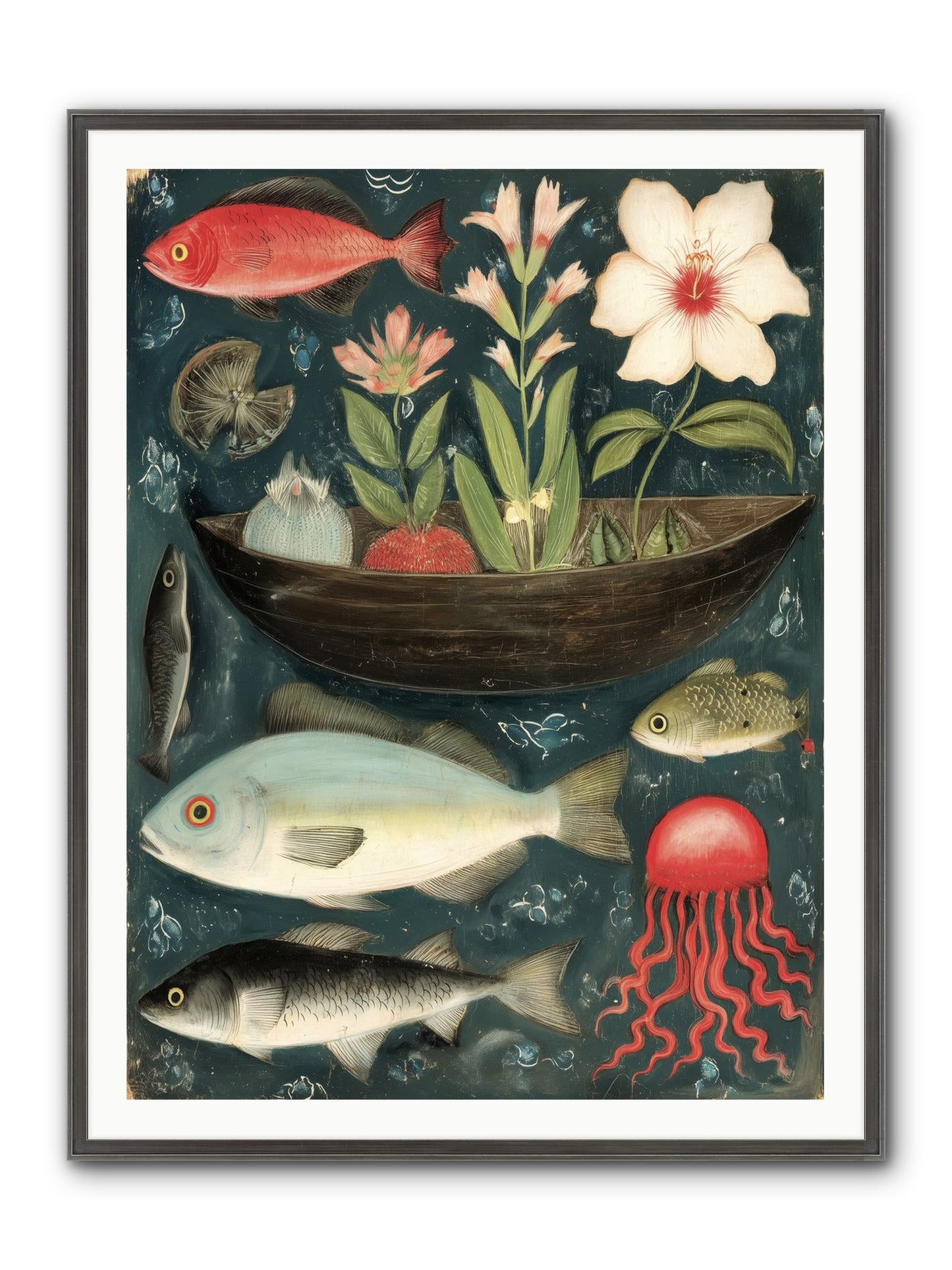 Deep Blue Diary Framed Print - Slimwoods Black/Silver 36x48