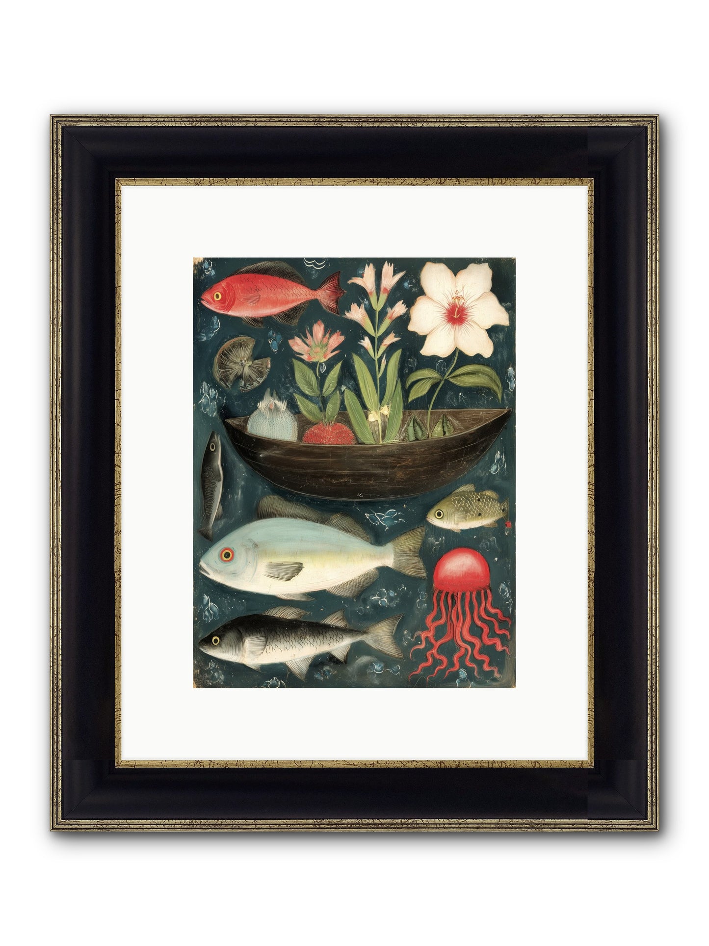 Deep Blue Diary Framed Print - Black & Gold 9x12